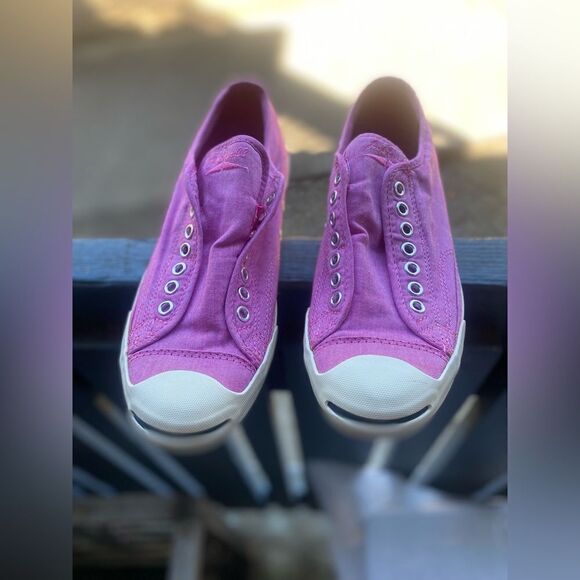 Converse Women’s Jack Purcell Pink Canvas Laceless Slip On Low Top Sz 9.5 - Picture 9 of 13